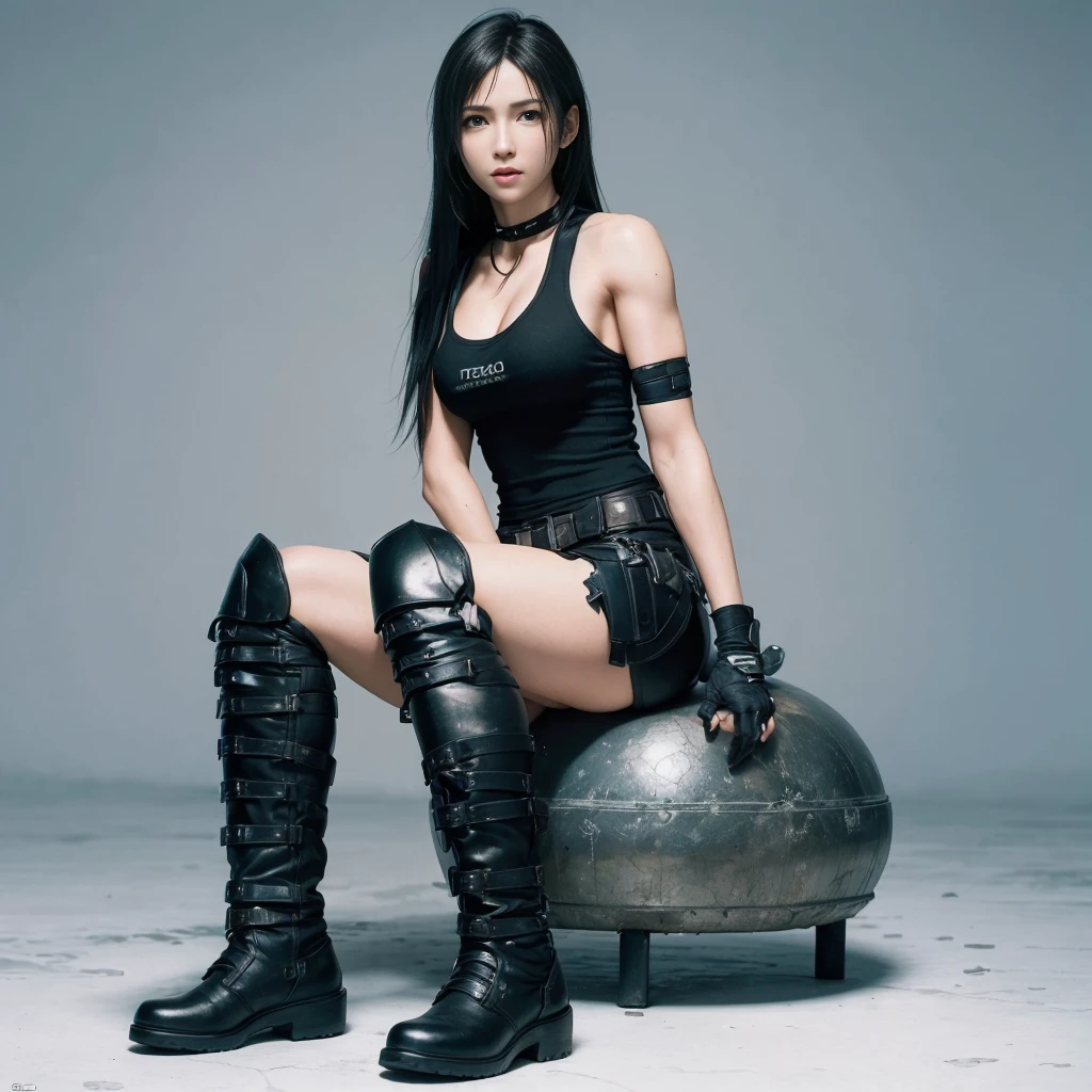 (best quality,ultra-detalhado),(Realistic:1.37),Tifa Lockhart, Rosto bonito e detalhado, expression serious, textura ultra realista, rosto delicado, corpo delicado, Fit physique