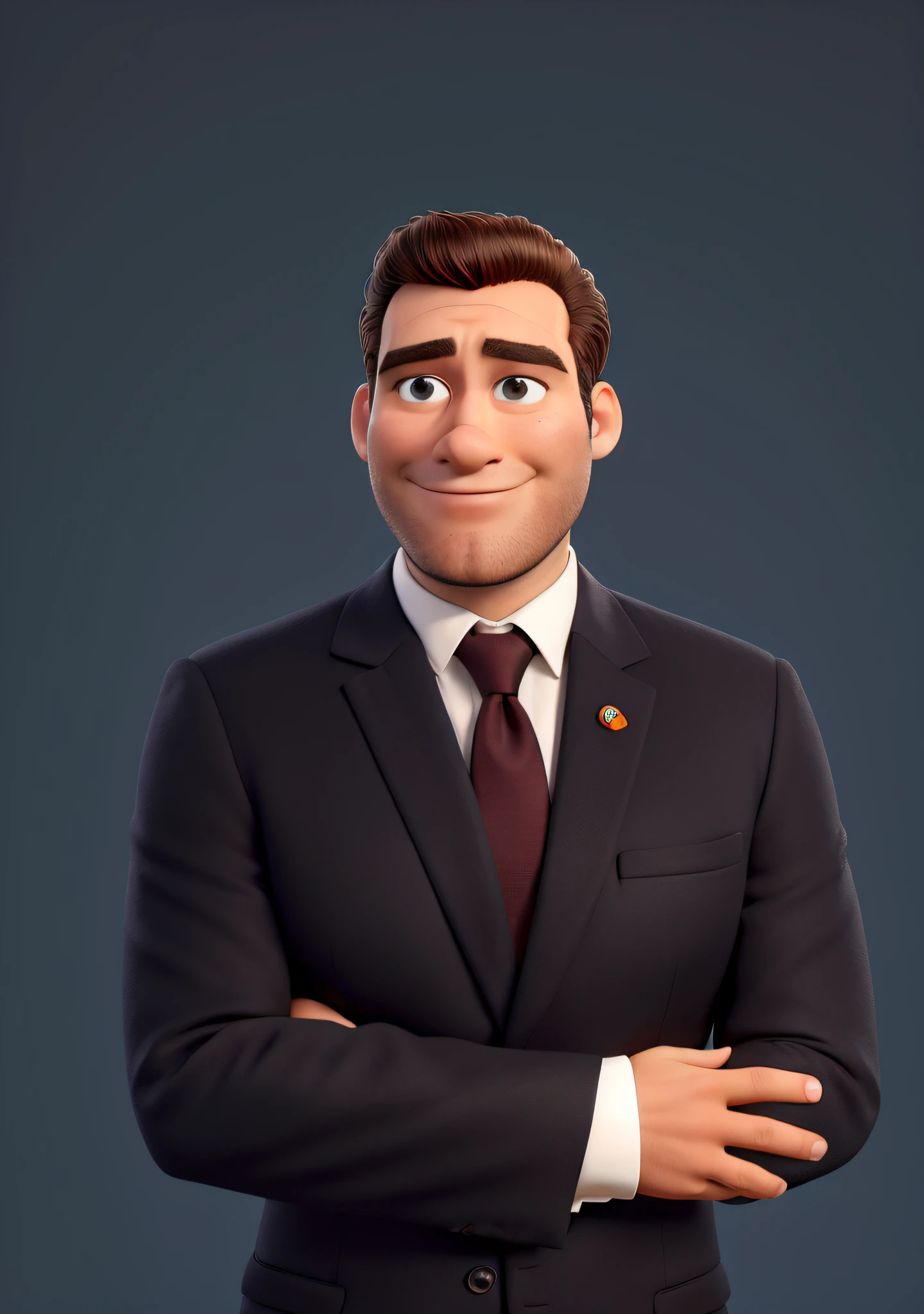 obra-prima, de melhor qualidade, Homem de cor parda, orelhas em tamanho normal, cabelo bem curto social, 35 anos, vestindo terno preto com gravata cor de vinho com listras escuras e camisa branca, cabelo penteado bem curto, no expression lines on the forehead and no wrinkles