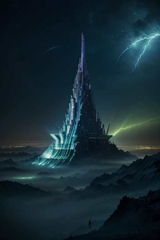 Generate a visually stunning and surreal landscape that seamlessly blends elements of a futuristic cityscape with the natural beauty of an otherworldly environment. Envision vibrant, bioluminescent flora illuminating the skyline, reflective surfaces casting mesmerizing light patterns, and ethereal creatures soaring through the sky. Infuse the scene with an awe-inspiring sense of scale, depth, and harmony, creating a captivating and dreamlike composition that pushes the boundaries of imagination.