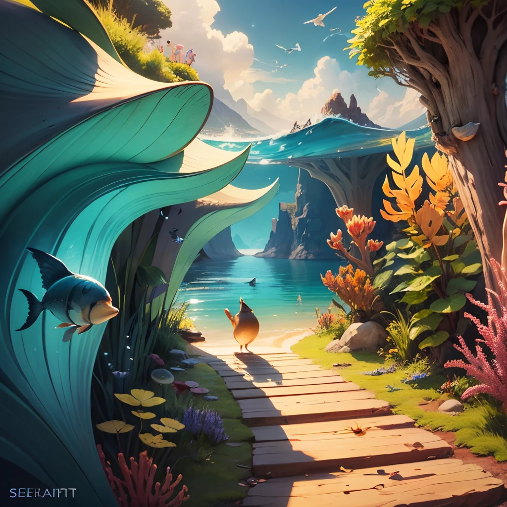 Develop an enchanting illustration of sea animals in a style inspired by the magic of Pixar/Disney. (SeaArt) --auto --s2