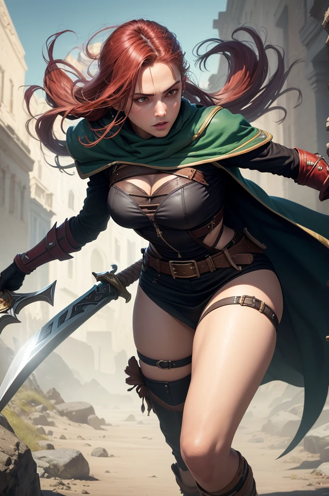 realistic image, detailed image, coherent image, Katarina from League of legends game, She has a knife