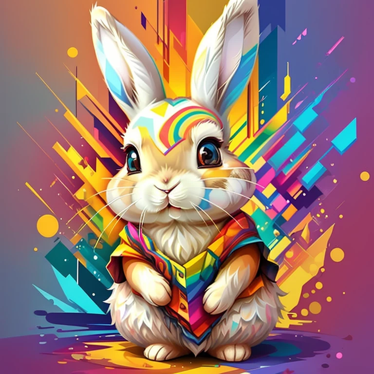 (cute bunny ),(melhor pose),(best angle), (better expression), Eduardo Kobra acolchoamento ,multidimensional geometric wall PORTRAIT, arte, Chibi,
Yang08k, lindo, Colouring,
Primary works, qualidade superior, melhor qualidade, Arte Oficial, Beautiful and Aesthetic, pelos coloridos,