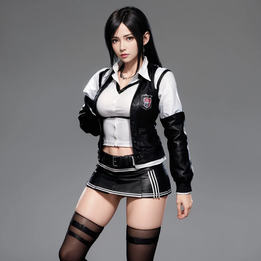 (best quality,ultra-detalhado),(Realistic:1.37),Tifa Lockhart, Rosto bonito e detalhado, cuteexpression, maquiagem preta nos olhos, textura ultra realista, rosto delicado, corpo delicado, Fit physique