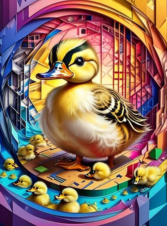 (duckling),(melhor pose),(best angle), (better expression), Eduardo Kobra acolchoamento ,multidimensional geometric wall PORTRAIT, arte, Chibi,
Yang08k, lindo, Colouring,
Primary works, qualidade superior, melhor qualidade, Arte Oficial, Beautiful and Aesthetic, pelos coloridos,