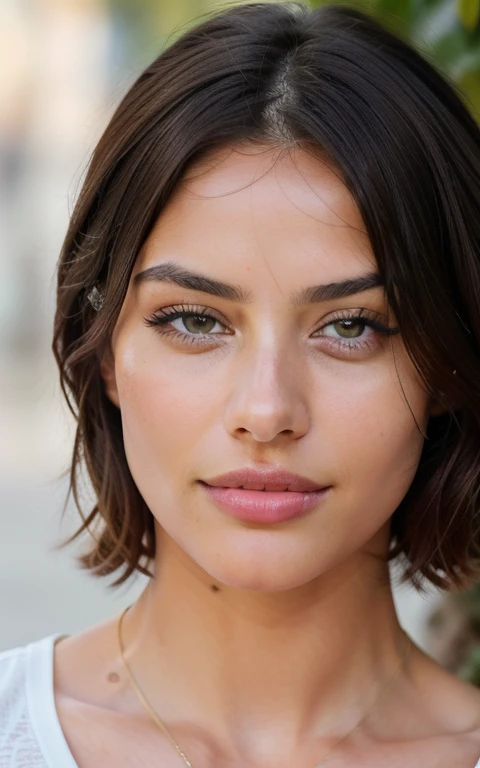 [ana de armas, adriana lima],cute beautiful brunette, portrait, front facing, very detailed, 22 years old, flirty face, short hair, brown eyes, high-res, masterpiece, best quality, intricate details, highly detailed, sharp focus, detailed skin, realistic skin texture,detailed eyes, professional, 4k, smile, shot on Canon, 85mm,shallow depth of field,kodak vision color, eyeshadow, extremely detailed, photo_\(ultra\), photorealistic, realistic, post-processing, max detail, roughness, real life, ultra realistic, photorealism, photography, 8k uhd, photography,