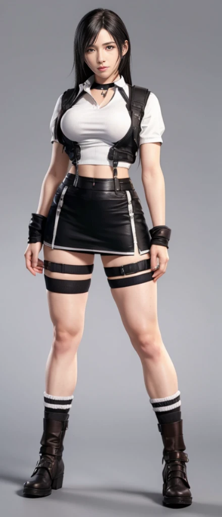 (best quality,ultra-detalhado),(Realistic:1.37),Tifa Lockhart, Rosto bonito e detalhado, cuteexpression, maquiagem preta nos olhos, textura ultra realista, rosto delicado, corpo delicado, Fit physique