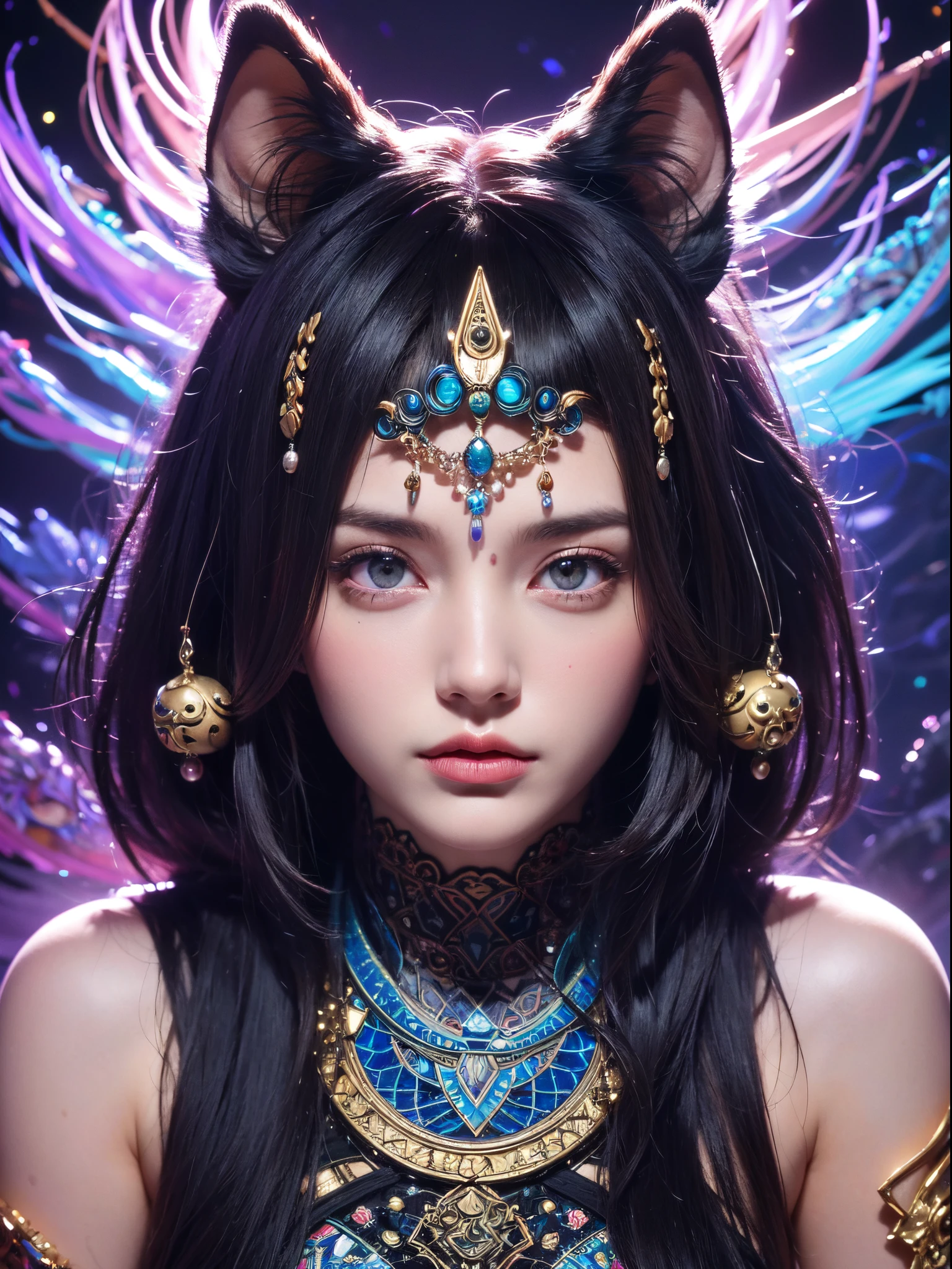 only a big Furry face in center in a psychedelic and surreal spiral world, ultra-detailed, with vibrant colors and lighting effects, creating a masterpiece with 8k and 4k resolution. Furry is depicted with intricate details, merging with the surroundings seamlessly. The artwork showcases Furry under the influence of LSD, where space and time lose their boundaries. The scene exudes a sense of otherworldly beauty and mystique, combining the ancient stargate Egyptian deity with a contemporary psychedelic aesthetic, creating a visually stunning and mind-altering experience. strong facial expressions"