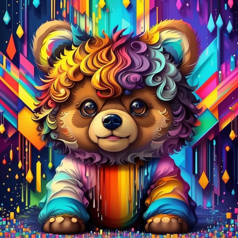 (cute **** bear),(melhor pose),(best angle), (better expression), Eduardo Kobra acolchoamento ,multidimensional geometric wall PORTRAIT, arte, Chibi,
Yang08k, lindo, Colouring,
Primary works, qualidade superior, melhor qualidade, Arte Oficial, Beautiful and Aesthetic, pelos coloridos,