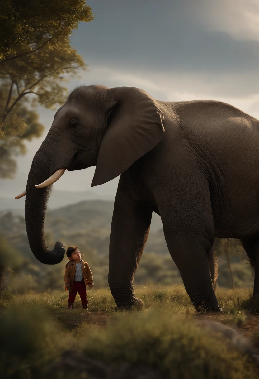 {{{masterpiece}}}, {extremely delicate and beautiful}, (solo:1.5), (best quality:1.2), (ultra high res, photorealistic, raw photo:1.4), 8k, Cinematic Lighting, beautiful lighting, professional lighting, physically-based rendering, photon mapping, radiosity, detailed and intricate, detail face, 1 boy,ding zhen, high quality, HDRa gorilla and an elephant
