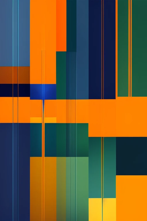 An array of different colors, including dark blue, orange, sea green, and yellow, digital art on canvas, simple