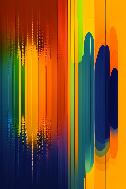 An array of different colors, including dark blue, orange, sea green, and yellow, digital art on canvas, simple