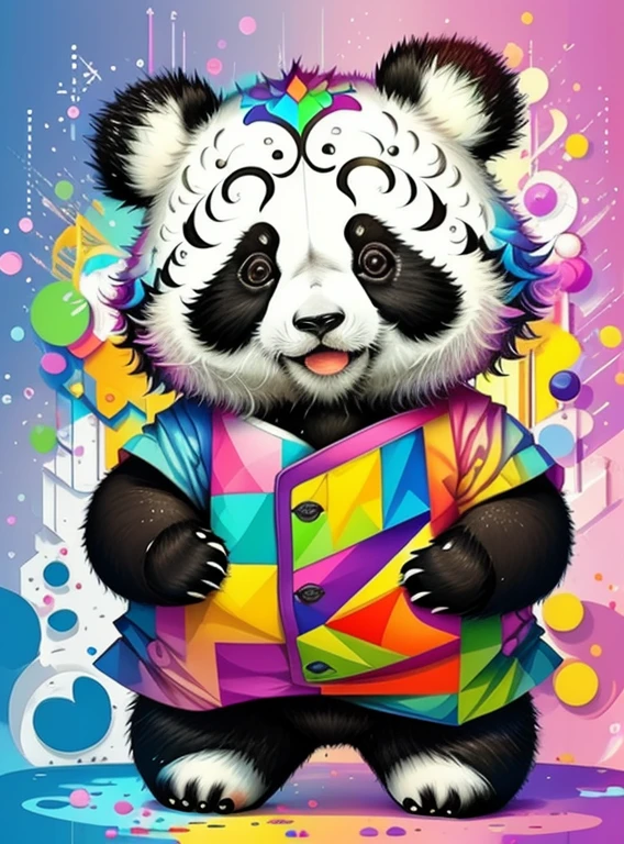 (cute baby panda),(melhor pose),(best angle), (better expression), Eduardo Kobra acolchoamento ,multidimensional geometric wall PORTRAIT, arte, Chibi,
Yang08k, lindo, Colouring,
Primary works, qualidade superior, melhor qualidade, Arte Oficial, Beautiful and Aesthetic, pelos coloridos,