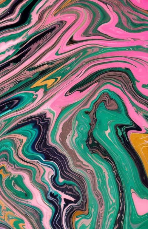Close up of colorful marble surface and black and white clock, Marbling, Paper marbling, marbling effect, marbled, marbled swirls, paint swirl aesthetic, colored marble, liquid marble fluid painting, gilded marbled paper background, swirling paint colors, paint swirls, Spin paint, green and pink fabric