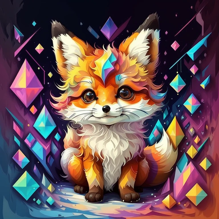 (cute baby fox),(melhor pose),(best angle), (better expression), Eduardo Kobra acolchoamento ,multidimensional geometric wall PORTRAIT, arte, Chibi,
Yang08k, lindo, Colouring,
Primary works, qualidade superior, melhor qualidade, Arte Oficial, Beautiful and Aesthetic, pelos coloridos,