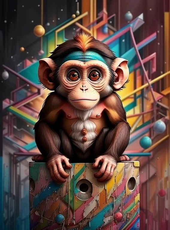 (cute monkey),(melhor pose),(best angle), (better expression), Eduardo Kobra acolchoamento ,multidimensional geometric wall PORTRAIT, arte, Chibi,
Yang08k, lindo, Colouring,
Primary works, qualidade superior, melhor qualidade, Arte Oficial, Beautiful and Aesthetic, pelos coloridos,