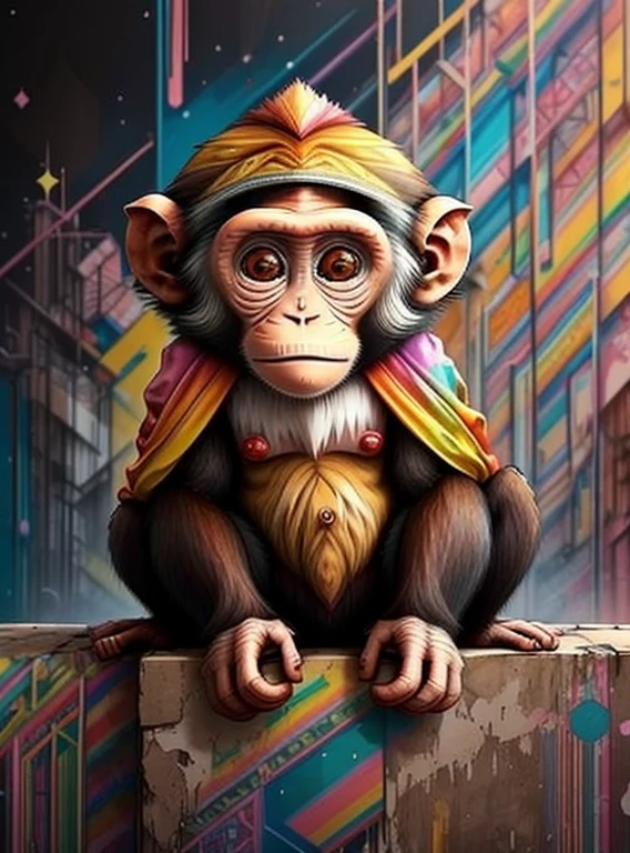 (cute  monkey),(melhor pose),(best angle), (better expression), Eduardo Kobra acolchoamento ,multidimensional geometric wall PORTRAIT, arte, Chibi,
Yang08k, lindo, Colouring,
Primary works, qualidade superior, melhor qualidade, Arte Oficial, Beautiful and Aesthetic, pelos coloridos,