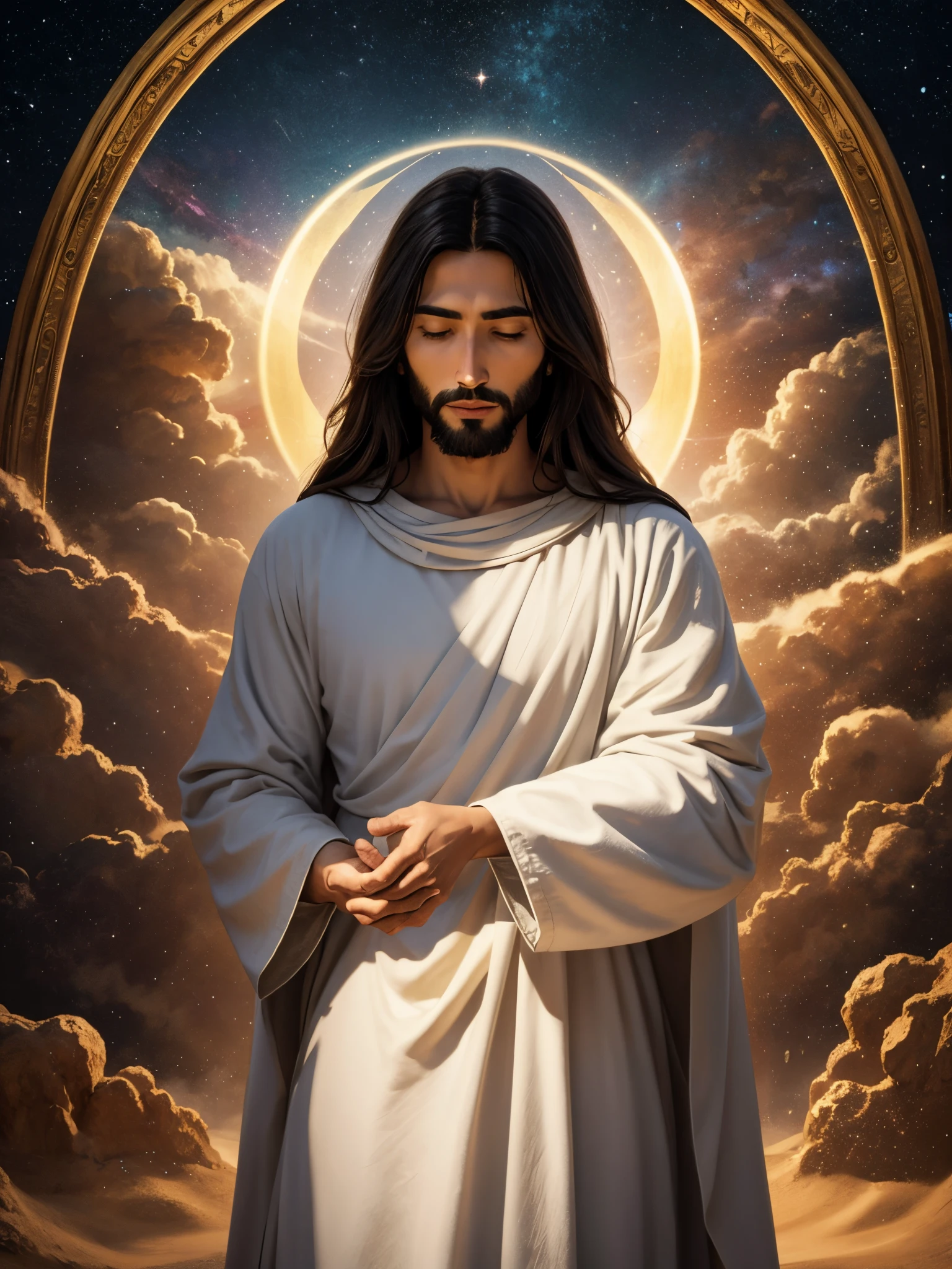 Create blessing Jesus and the universe behind him