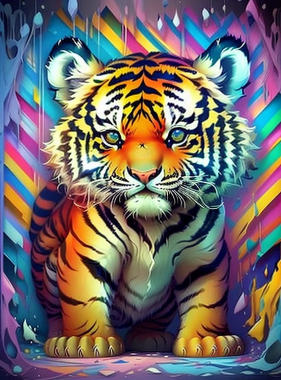 (cute baby tiger),(melhor pose),(best angle), (better expression), Eduardo Kobra acolchoamento ,multidimensional geometric wall PORTRAIT, arte, Chibi,
Yang08k, lindo, Colouring,
Primary works, qualidade superior, melhor qualidade, Arte Oficial, Beautiful and Aesthetic, pelos coloridos,