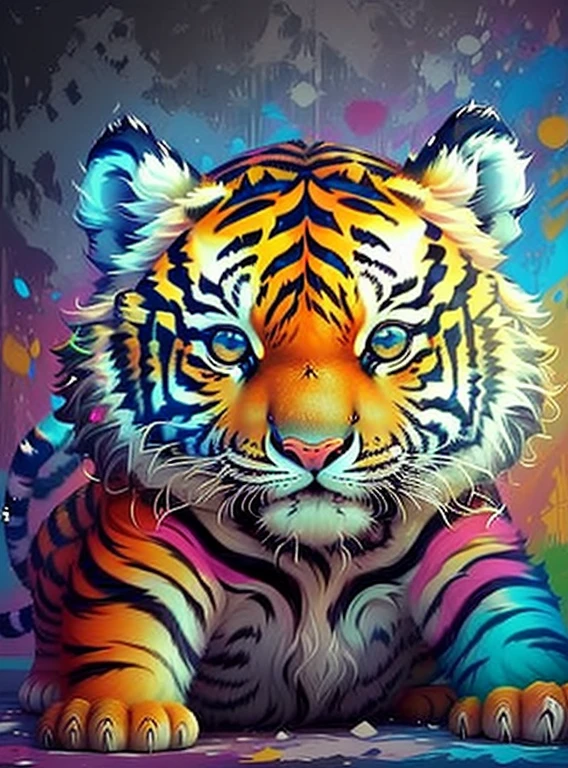 (cute baby tiger),(melhor pose),(best angle), (better expression), Eduardo Kobra acolchoamento ,multidimensional geometric wall PORTRAIT, arte, Chibi,
Yang08k, lindo, Colouring,
Primary works, qualidade superior, melhor qualidade, Arte Oficial, Beautiful and Aesthetic, pelos coloridos,