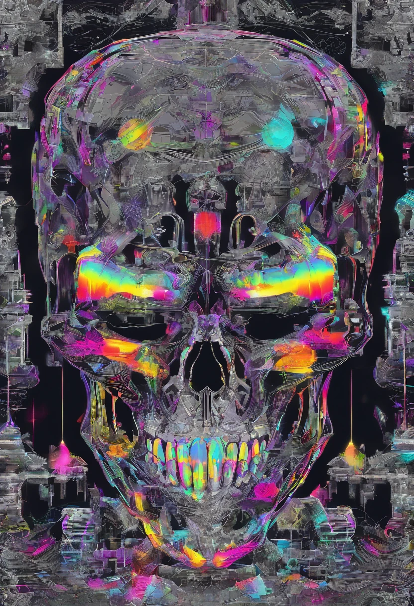 (Black light art:1.4),skeleton head,Glow effects,high saturated,hight contrast,Vibrant colors,mysterious hallucination,hyper realisitc,ultra real photo,ultra - detailed,ultraclear,hyper-detailing,tmasterpiece