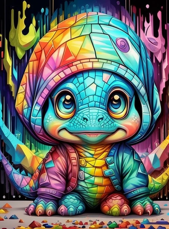 (cute baby dinosaur),(melhor pose),(best angle), (better expression), Eduardo Kobra acolchoamento ,multidimensional geometric wall PORTRAIT, arte, Chibi,
Yang08k, lindo, Colouring,
Primary works, qualidade superior, melhor qualidade, Arte Oficial, Beautiful and Aesthetic, pelos coloridos,