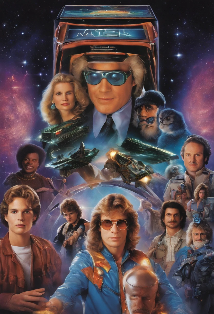 A photo of a vintage Trapper Keeper featuring 80s pop culture icons,Ready Player One,Appearance-wise, Halliday is often described as having a gangly frame, with messy hair, and typically dressed in a vintage style that echoes his obsession with the past. In his digital avatar form, known as Anorak, he appears as a powerful wizard, embodying the idealized version of himself within the virtual universe he created., male