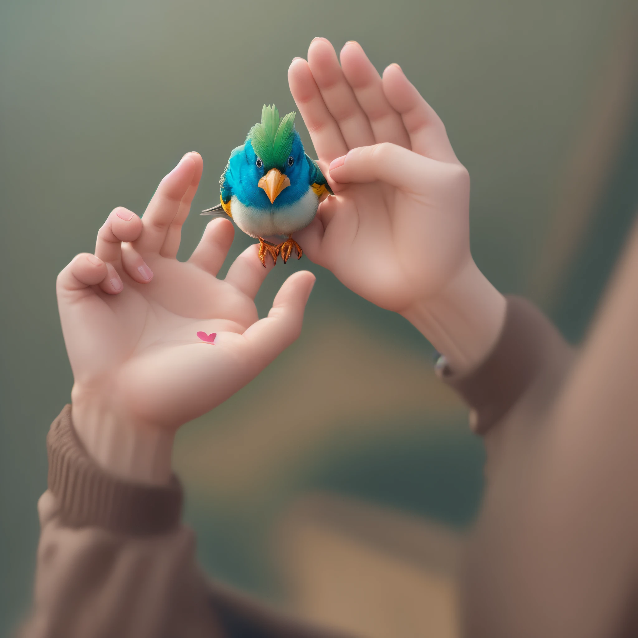 Bird hand heart