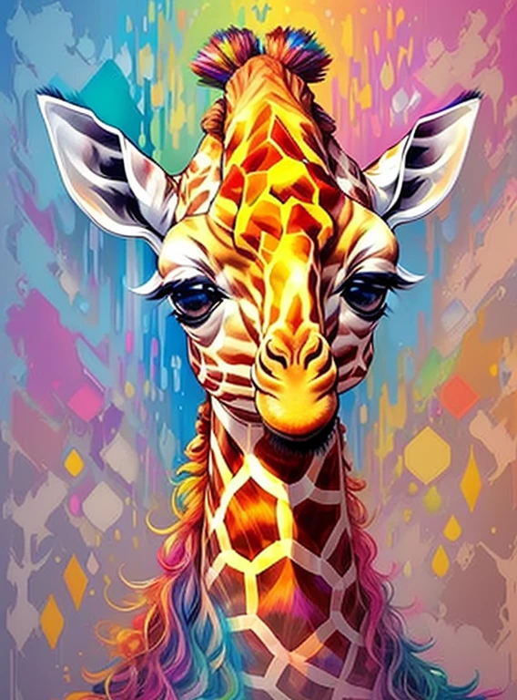 (cute  giraffe),(melhor pose),(best angle), (better expression), Eduardo Kobra acolchoamento ,multidimensional geometric wall PORTRAIT, arte, Chibi,
Yang08k, lindo, Colouring,
Primary works, qualidade superior, melhor qualidade, Arte Oficial, Beautiful and Aesthetic, pelos coloridos,