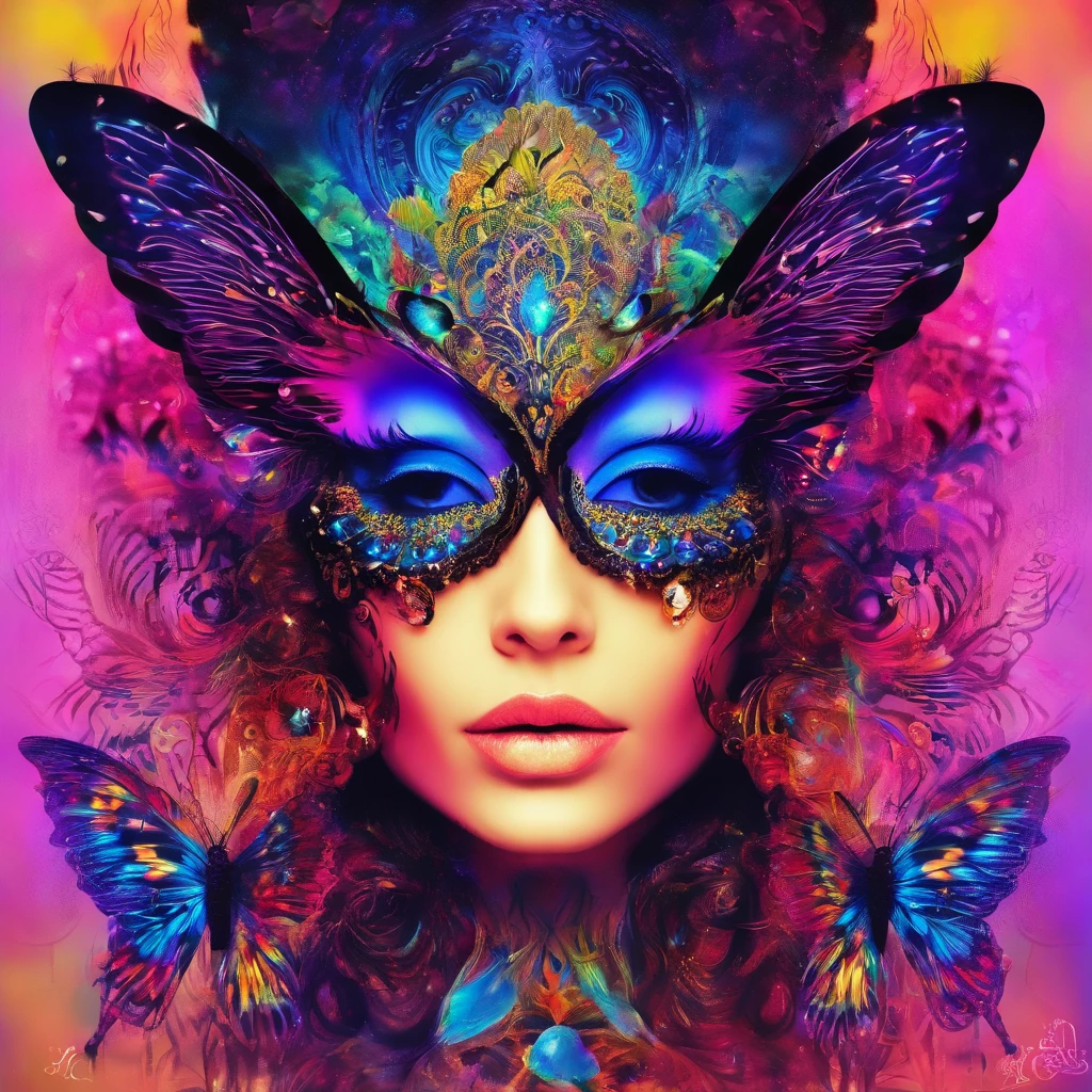 （Black light art：1.4），butterflys，Close-up enhancement，eyes very focused，glowing effect，high saturated，hight contrast，vibrant with colors，mysterious hallucination，hyper realisitc，ultra real photo，ultra - detailed，ultraclear，hyper-detailing，tmasterpiece