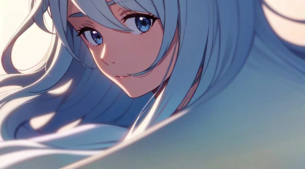 Masterpiece, 1 lady (solo), (very long hair) , White hair, Have light blue eyes. (Close up), (Blowing hair)