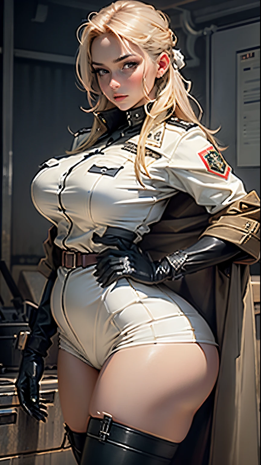 Beautiful woman with detailed defined body, role-play using German Deutsche Rapid Troops, wearing German Deutsche Rapid Troop costume, big breasts, thin waist, plump buttocks