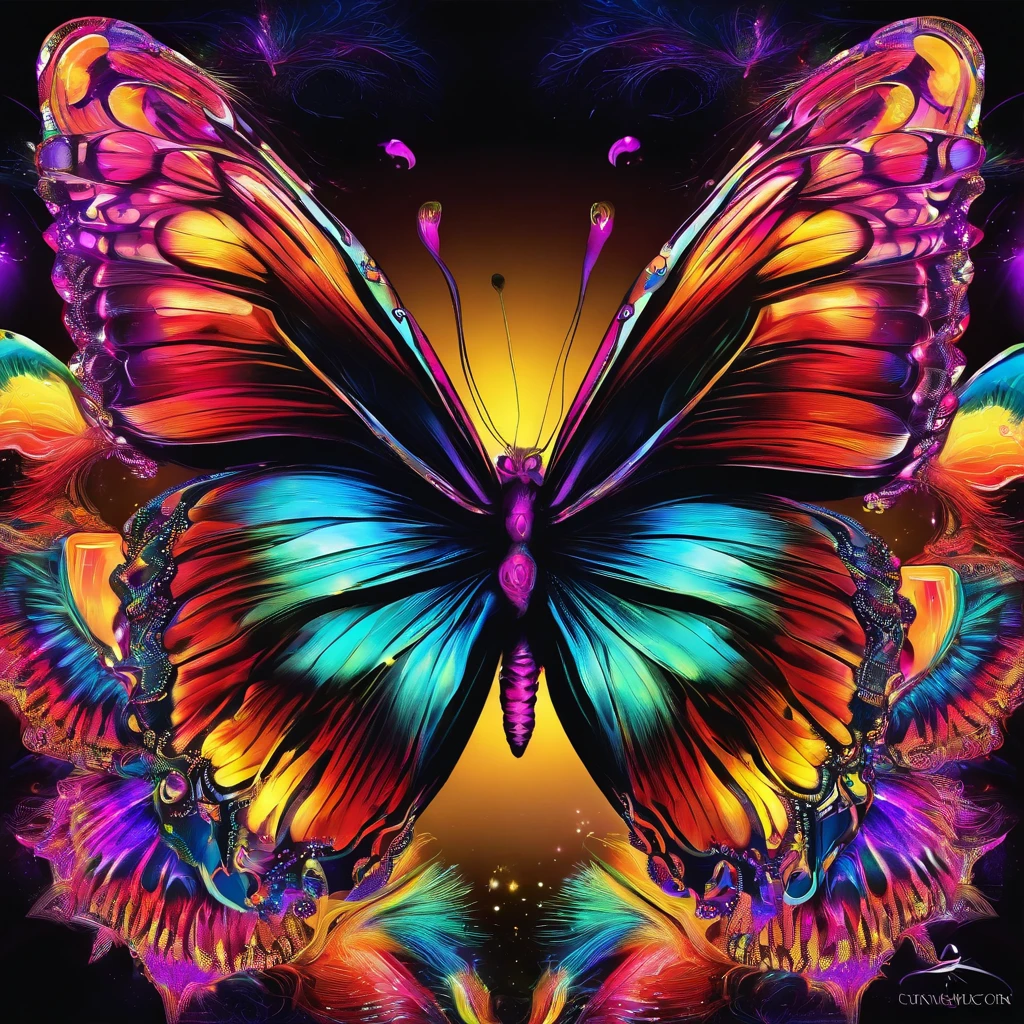 （Black light art：1.4），butterflys，Close-up enhancement，eyes very focused，glowing effect，high saturated，hight contrast，vibrant with colors，mysterious hallucination，hyper realisitc，ultra real photo，ultra - detailed，ultraclear，hyper-detailing，tmasterpiece