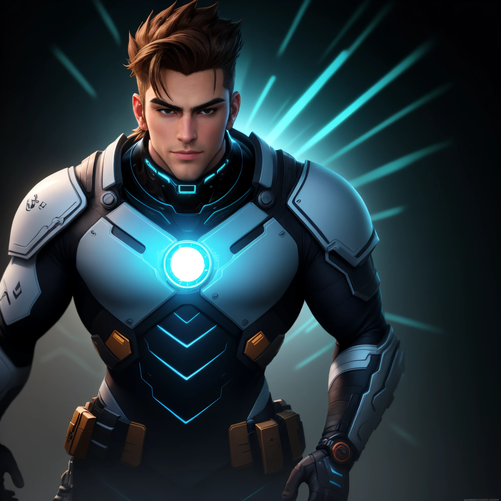 Change background cyber hunk handsome 8k