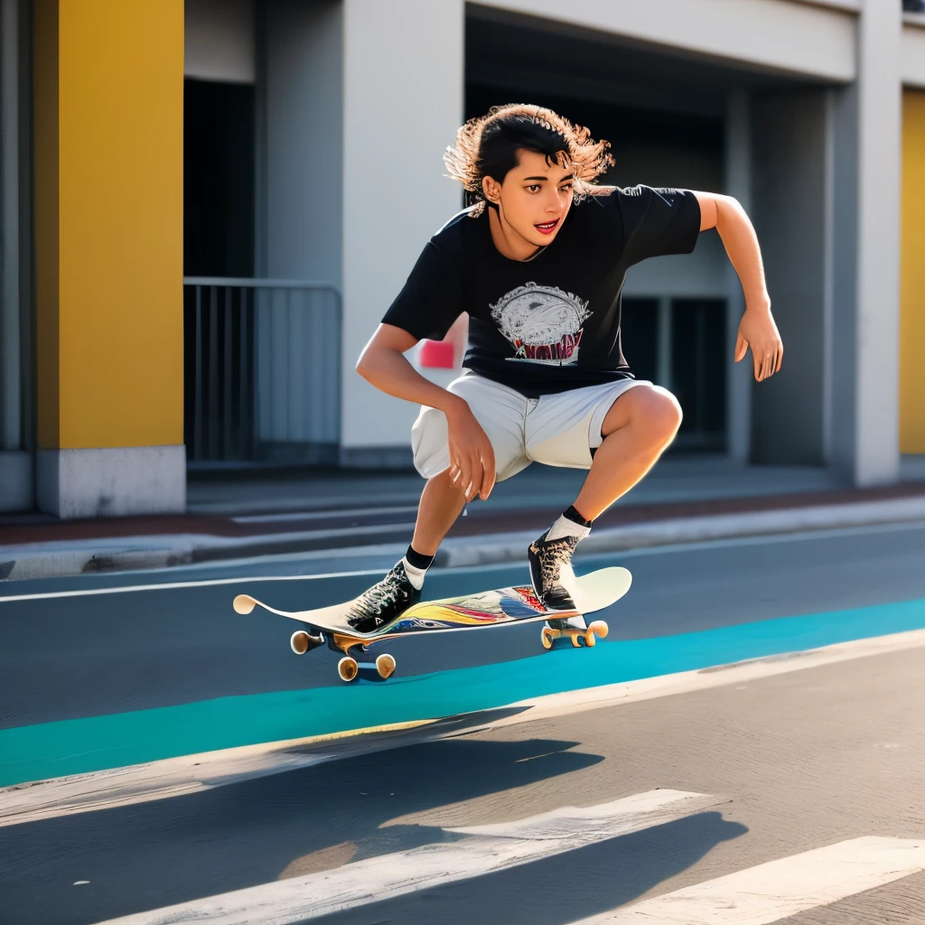Um rapaz de 28 anos andando de skate