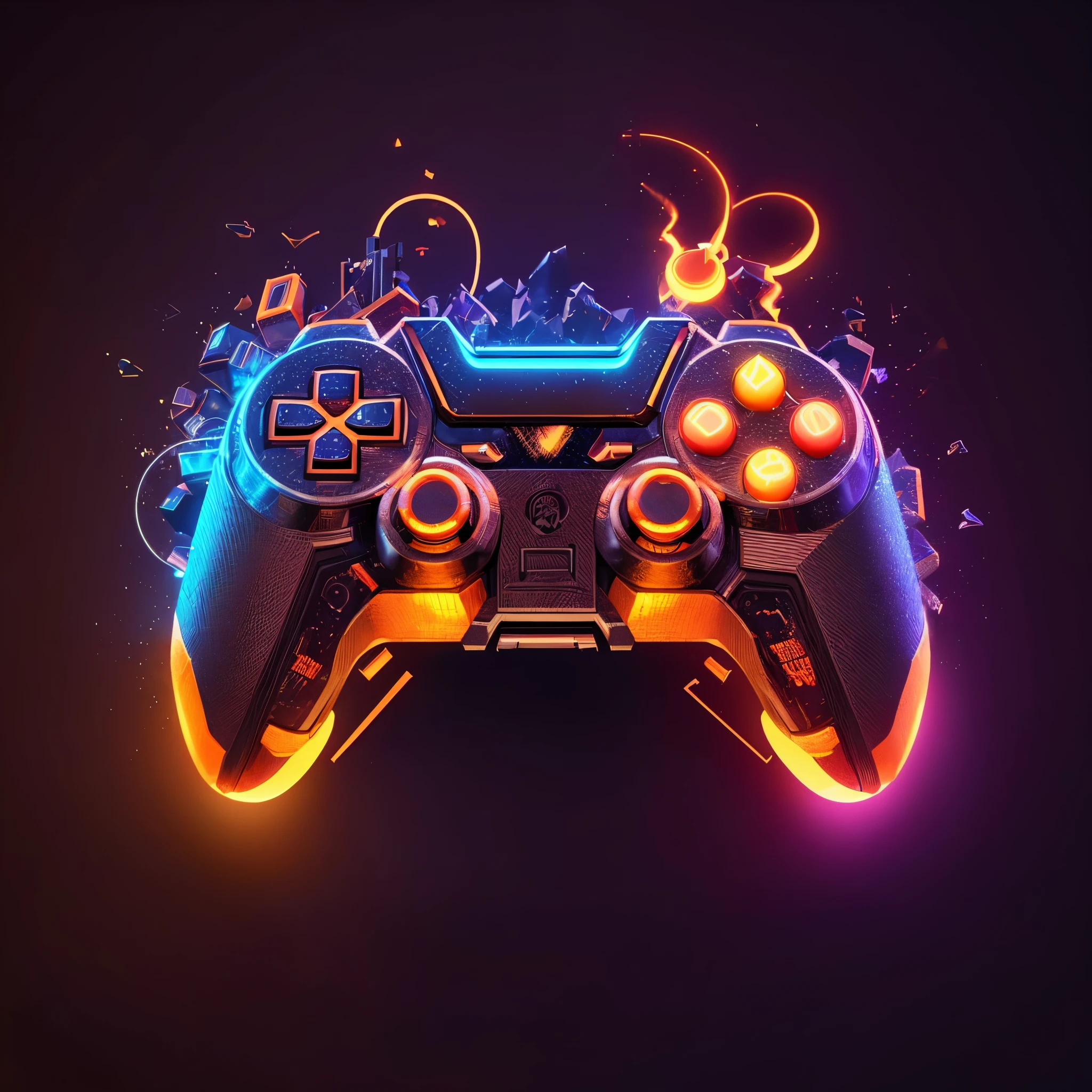 um close de um controlador de videogame com luzes brilhantes, gamer aesthetic, Tema gamer, controle de videogame, videogame render, Inspirado em videogame, 8 k altamente detalhado ❤🔥 🔥 💀 🤖 🚀, arte de jogos de computador, Video game style, Controladores, conceito de design de jogos, mobile game style, Jogos LED, arte digital de videogame, game icon stylized, arte do jogo