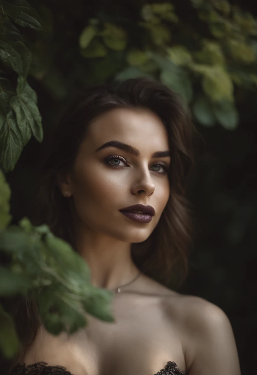 Femme arafed avec un bikini noir et un collier, fille sexy aux yeux verts, Portrait Sophie Mudd, cheveux bruns et grands yeux, Selfie d’une jeune femme, Yeux de chambre, Violet Myers, sans maquillage, maquillage naturel, Regardez directement la caméra dans le miroir, Visage avec Artgram, Maquillage subtil, Superbe selfie dans le miroir, Yeux verts perçants