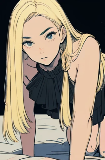 Blonde woman, black haired man, having sex, sexy poses