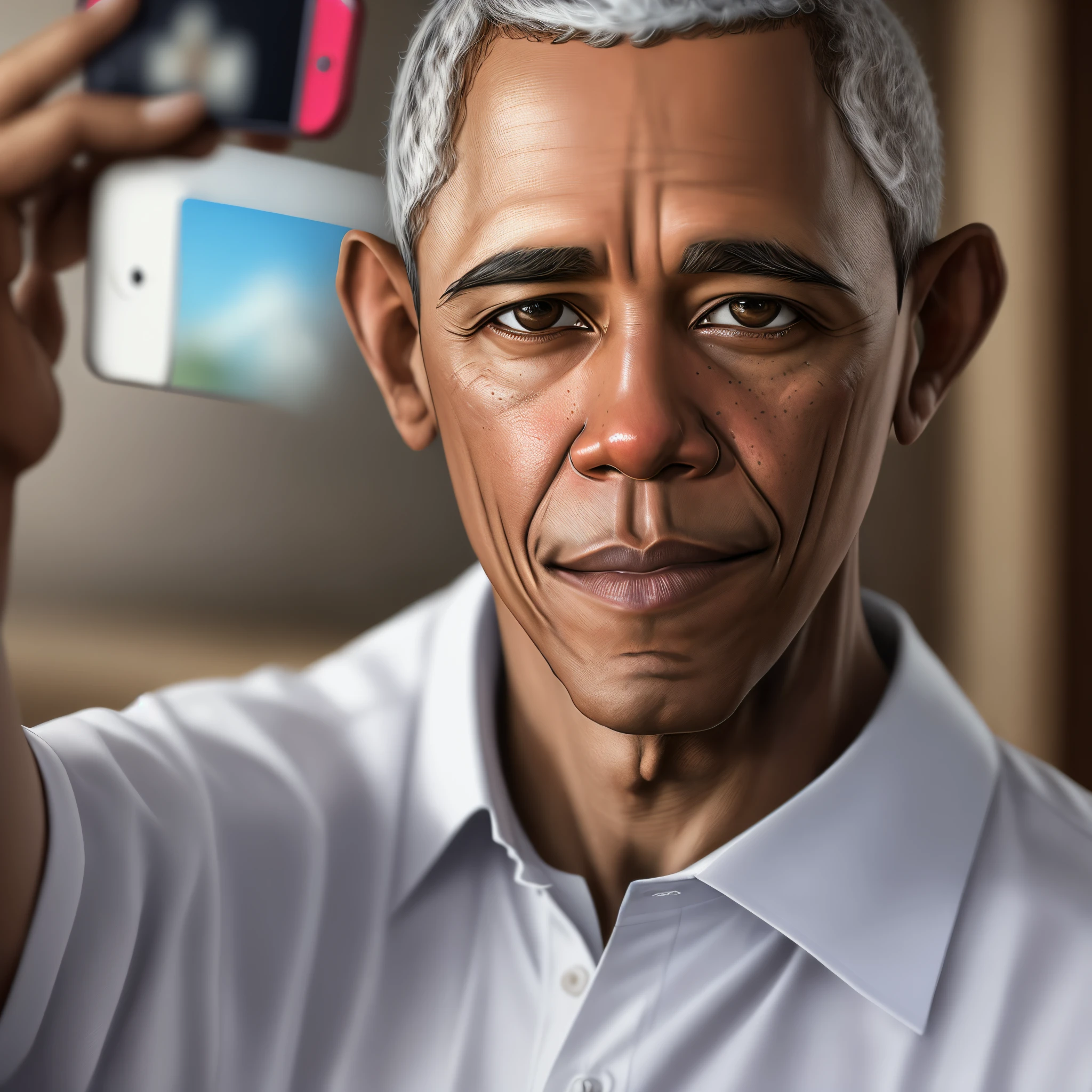 realistic barack  taking a selfie