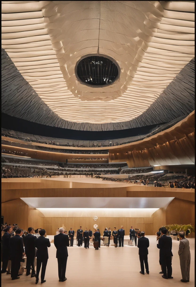 In the reception room of Japan's National Stadium、To IOC President Thomas Bach、Japan's sly prime minister hands out big, expensive gift、Olympic and Paralympic marks in the background、