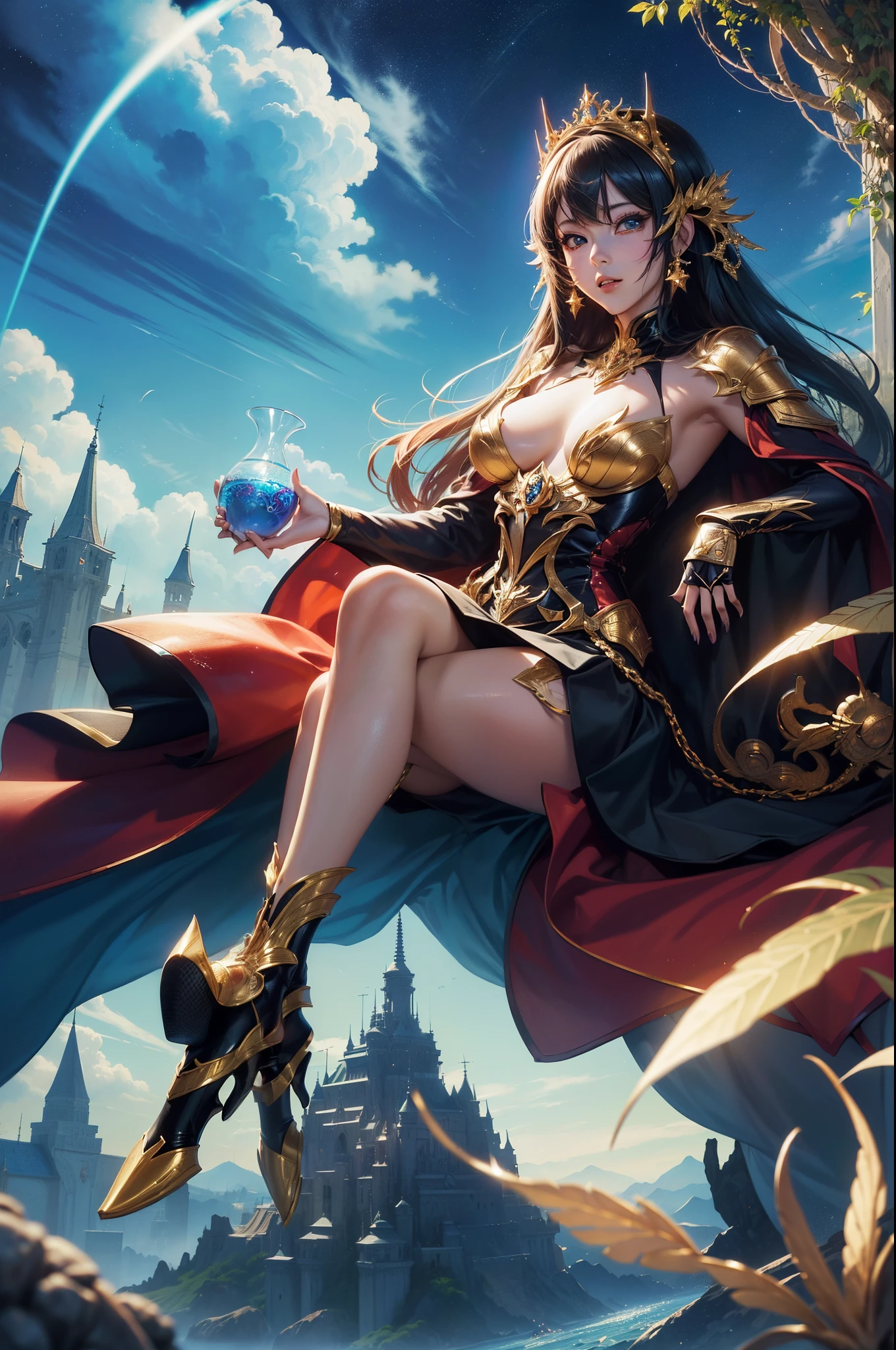((melhor qualidade)),(超A high resolution),(ultra-detalhada),((Melhor Anime)),Sharpnes,claro,Fantasy art with amazing depictions,high-angle:1.5, ((Mulher fundida com uma aranha,Aranha ))