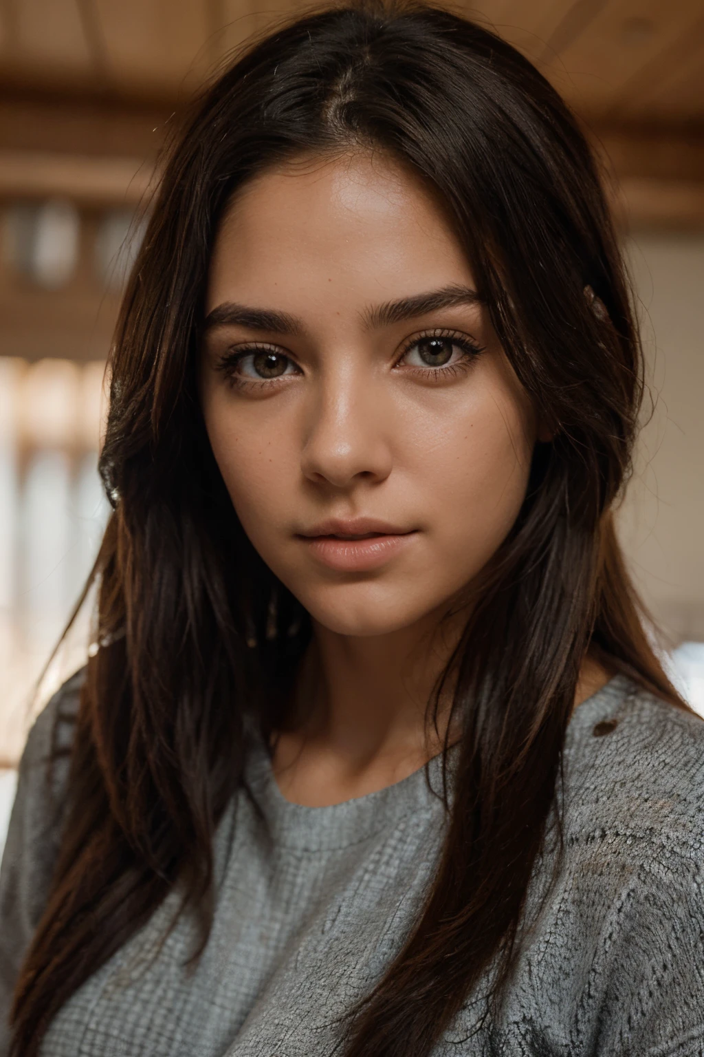 Photograph of an awesome girl, Usar un top muy escotado, SENOS GRANDES A LA VISTA Cabello bien, en el club, gaze at the camera, eyes symmetrical, face symmetrical, fotorrealista, Cinematographer, Pfadverfolgung, specular lighting, Volumetrisches Gesichtslicht, Camino trazado del cabello, Sombras visibles, complicado, Costoso, hiperrealista