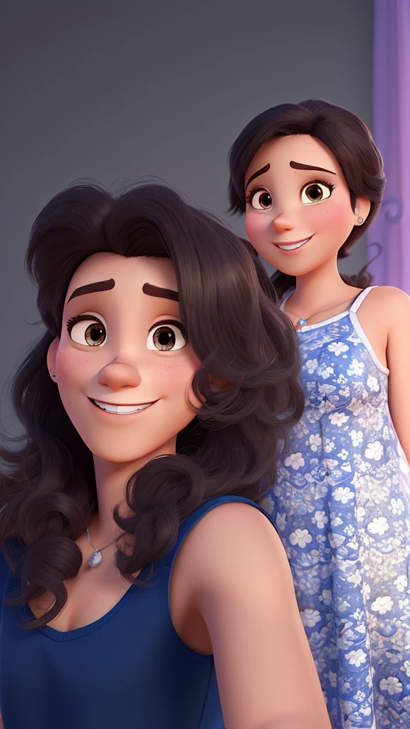 Casal estilo Disney pixar, alta qualidade, melhor qualidade, homem com aparelho de dente, com olhos castanhos
