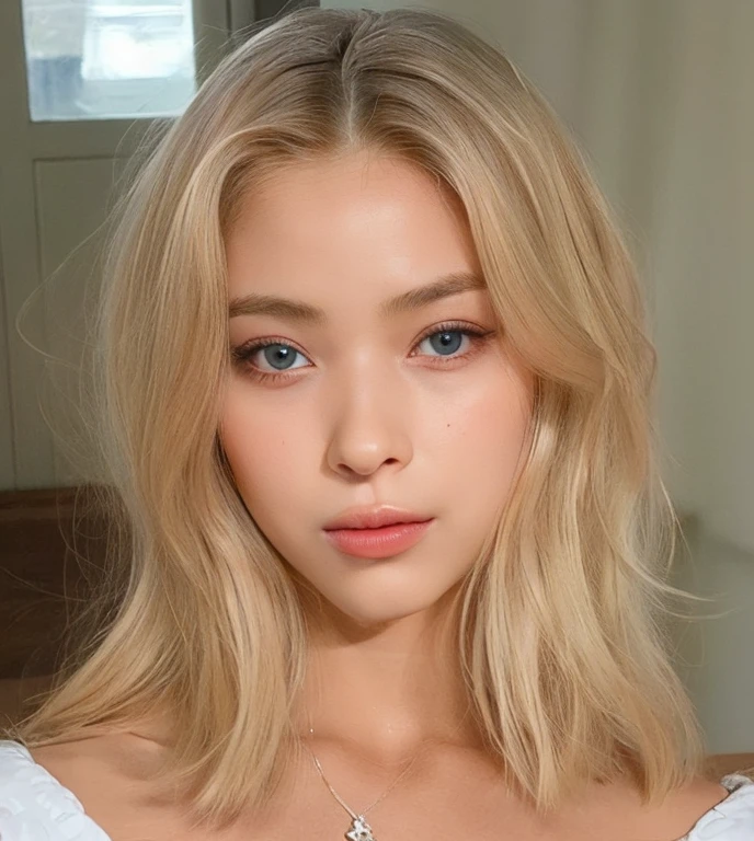 mulher arafed com longos cabelos loiros e um top branco, rosto perfeito ), impeccable face, rosto perfeito, Retrato Sophie Mudd, uma menina com cabelo loiro, rosto como ester exposito, Modelo do Instagram, modelo de rosto perfeito, rosto extremamente bonito, 18 anos, imagem vazada, beautiful fine face features, belo rosto delicado, uma loira linda