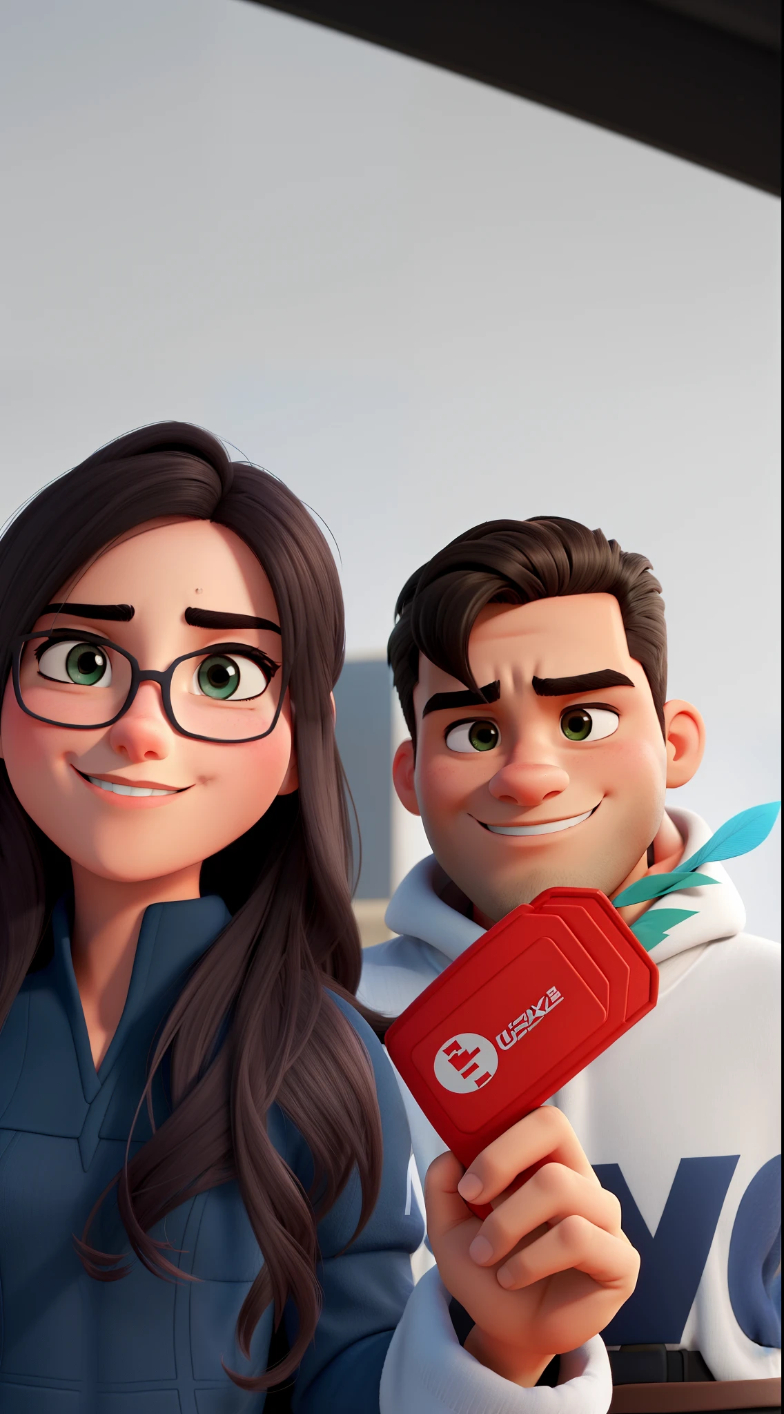 Use um filtro cartoon deixe o homen mais forte ambos entre 20 anos a mulher deixe mais feminina