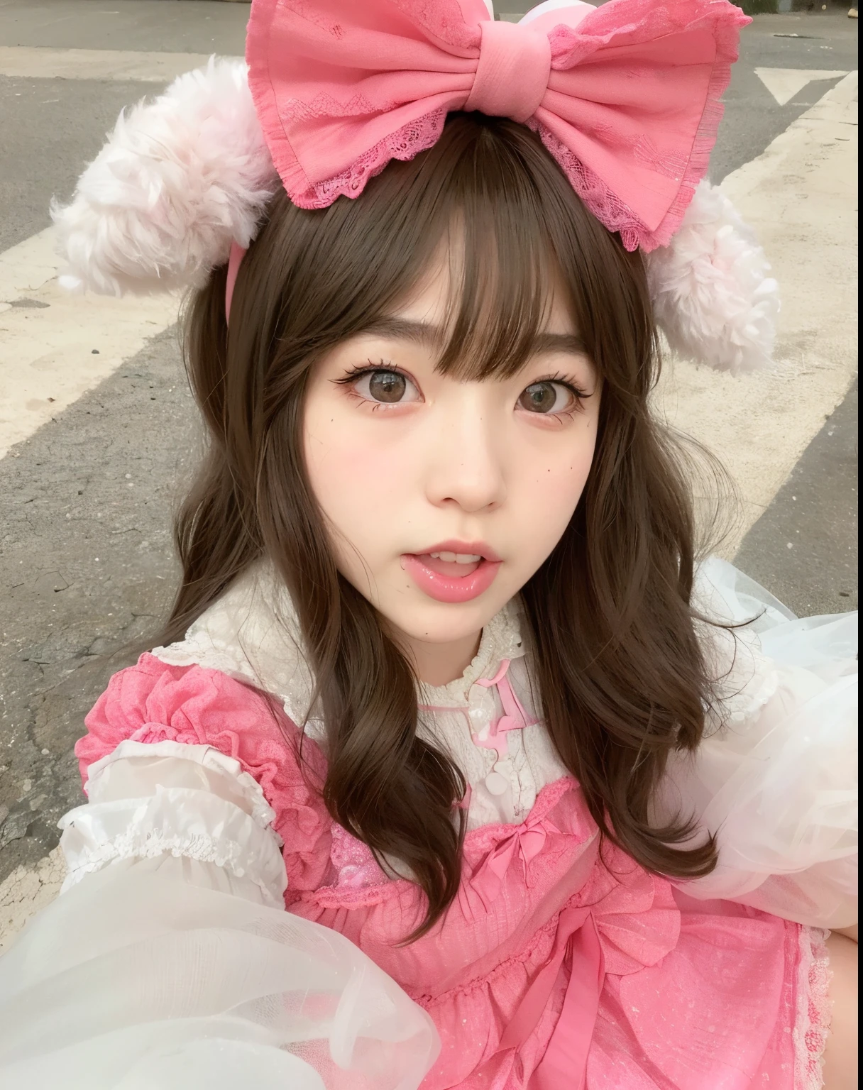 araffe girl with a pink bow and a pink dress, cute kawaii girl, belle delphine, ulzzang, kawaii realistic portrait, very beautiful cute catgirl, sakimichan, kemonomimi, anime girl in real life, cute natural anime face, fairycore, ultrarealistic sweet bunny girl, kawaii hairstyle, portrait of magical lolita girl