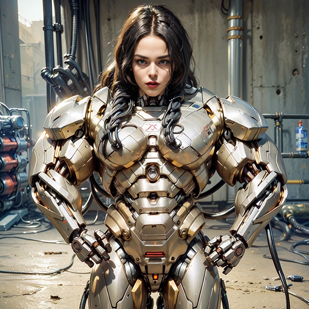 (beautiful female sex droid:1.5), (robotic mechanical physique:1.5), (1 super muscular cyborg demoness:1.5), (covered in cables and mechanical muscles:1.5), (android muscular anatomy:1.5), (perfect fingers:1.25),(8k, RAW photo, photorealistic:1.25), sci fi atmosphere, futuristic technopia, alien landscape,