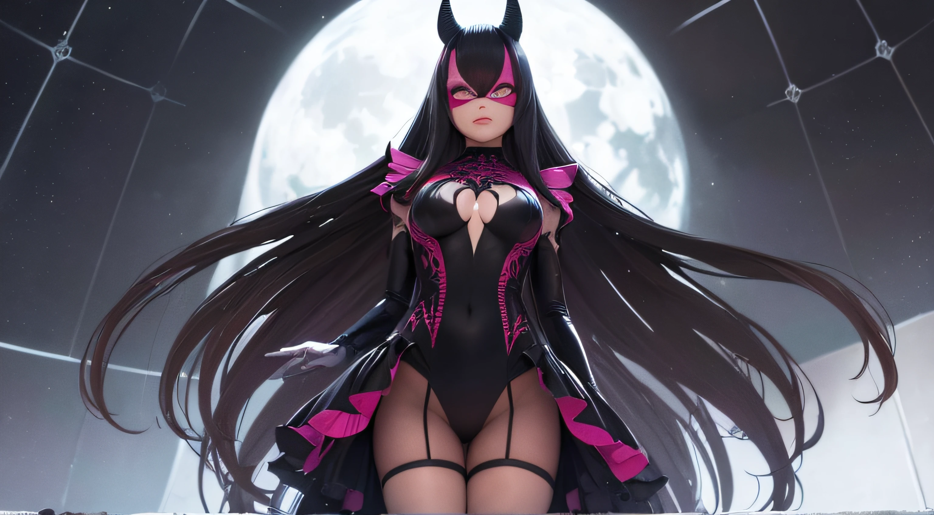 (obra prima) (perfection) (ultrarrealista | | | | | | |) (sem defeitos) garota do anime, risada malefica, malvada, venom, spider-woman, roupa preta e branca