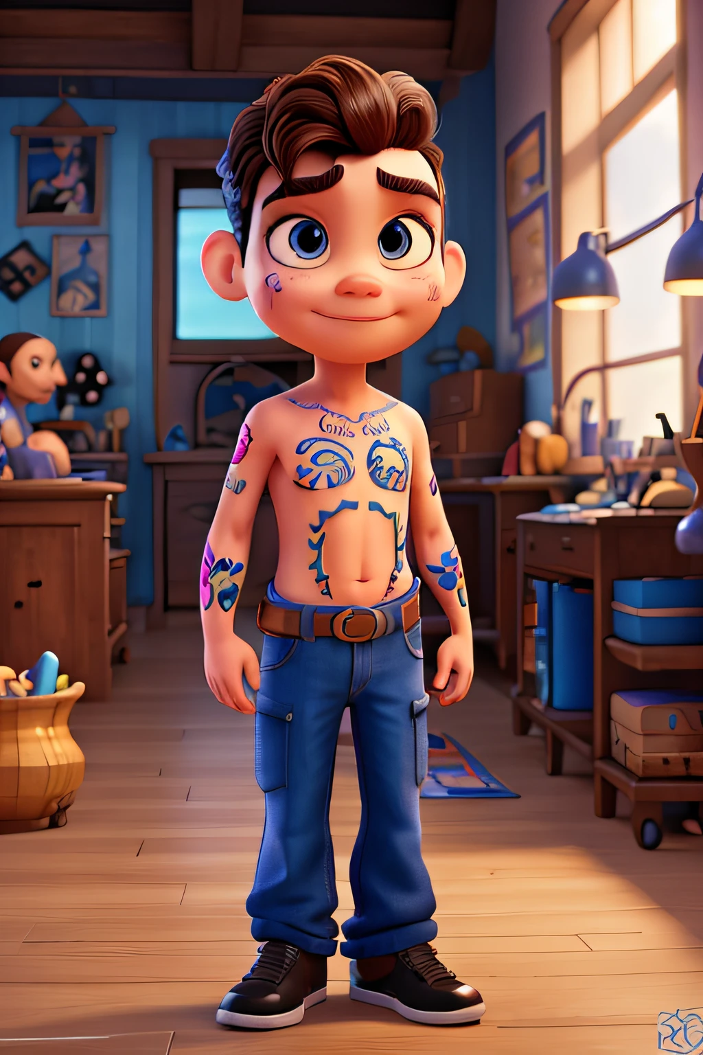 Rapaz magro de 30 anos fazendo tatuagens