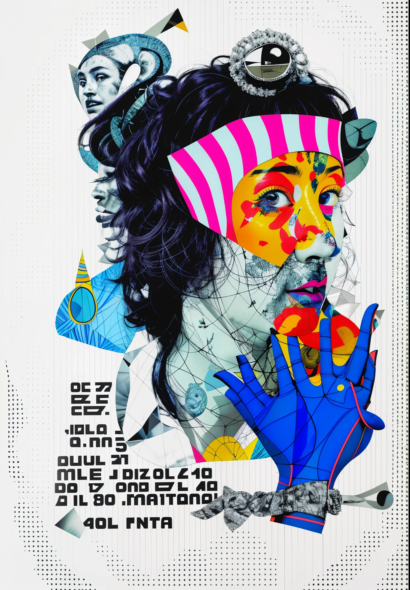 un primer plano de una persona con la cara pintada en una camiseta, Arte de camiseta multicolor, Wayne - Coyne, inspired by Joaquín Torres García, Ilustraciones de collage, A contemporary collage art, inspirado en Brett Whiteley, Arte collage, Arte de la camisa, collage digital, inspirado por Bartolomeo Vivarini, inspirado en Francesco Cozza