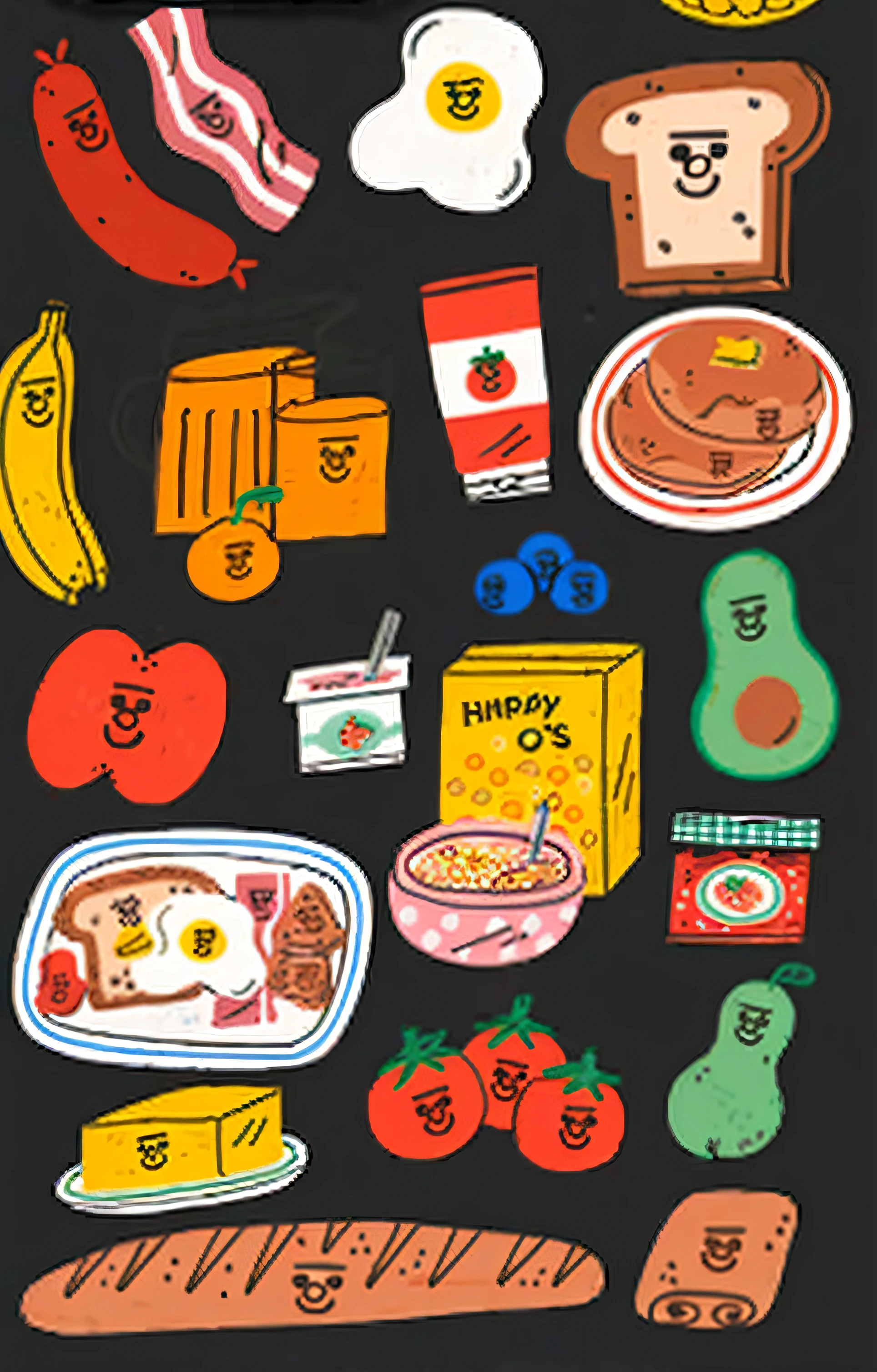 There are various foods inside, Amazing food illustration, , author:Kim Chung Hee, stickers illustrations, author:Nakahara Minamikaaba, author:Toshihide Nishida, #illuminations, by Hiroshi Honda, author:Nick Fudge, illustratio&cite;, Colorful illustration